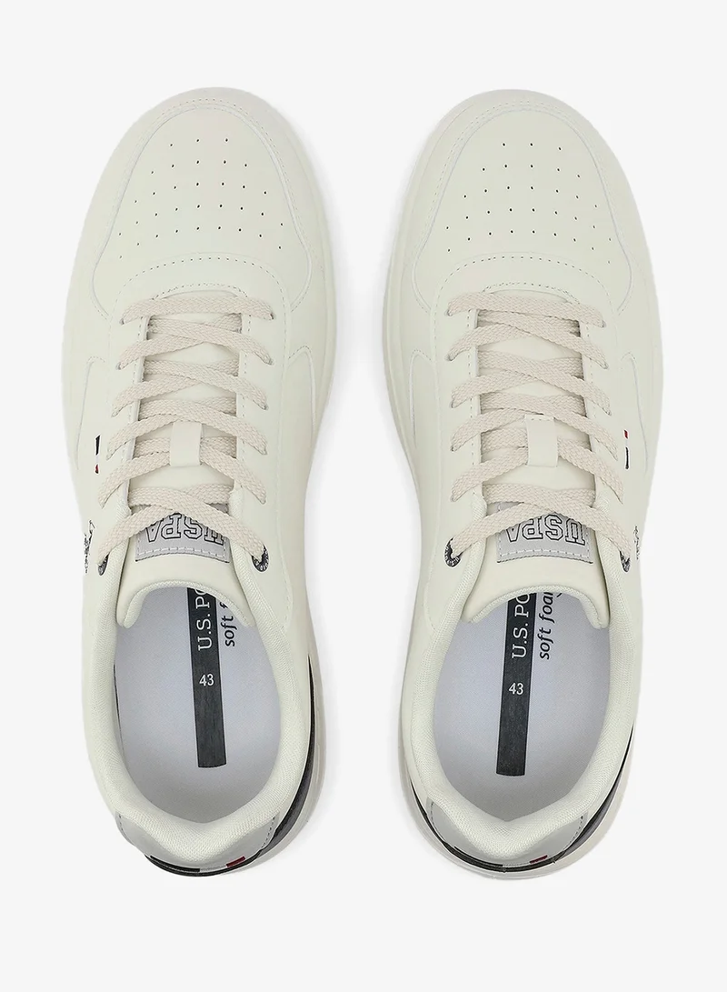 U.S. Polo Assn. white Men's White Low-Top Sneakers - Classic Lace-Up Design, Comfortable for Everyday Outfits for Men | Best Price UAE